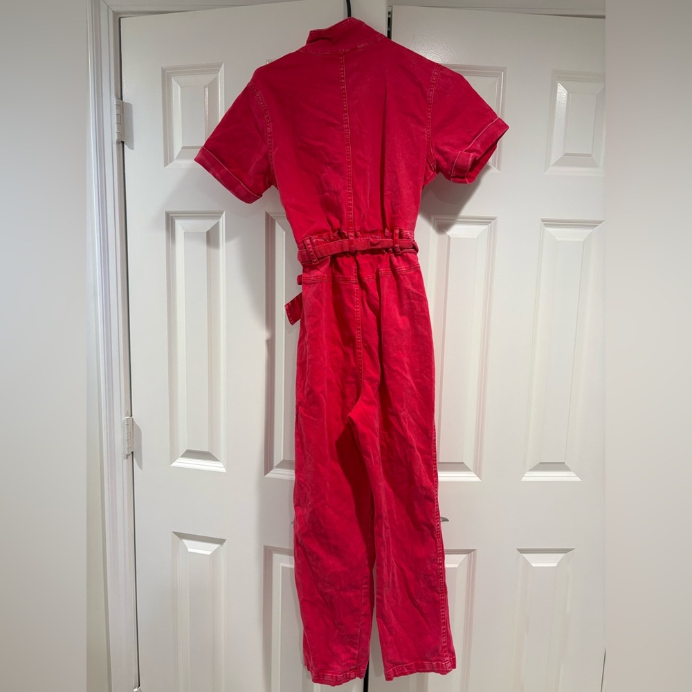 Skies Are Blue Red Tie Waist Short Sleeve Jumpsuit Size XS - Picture 8 of 8